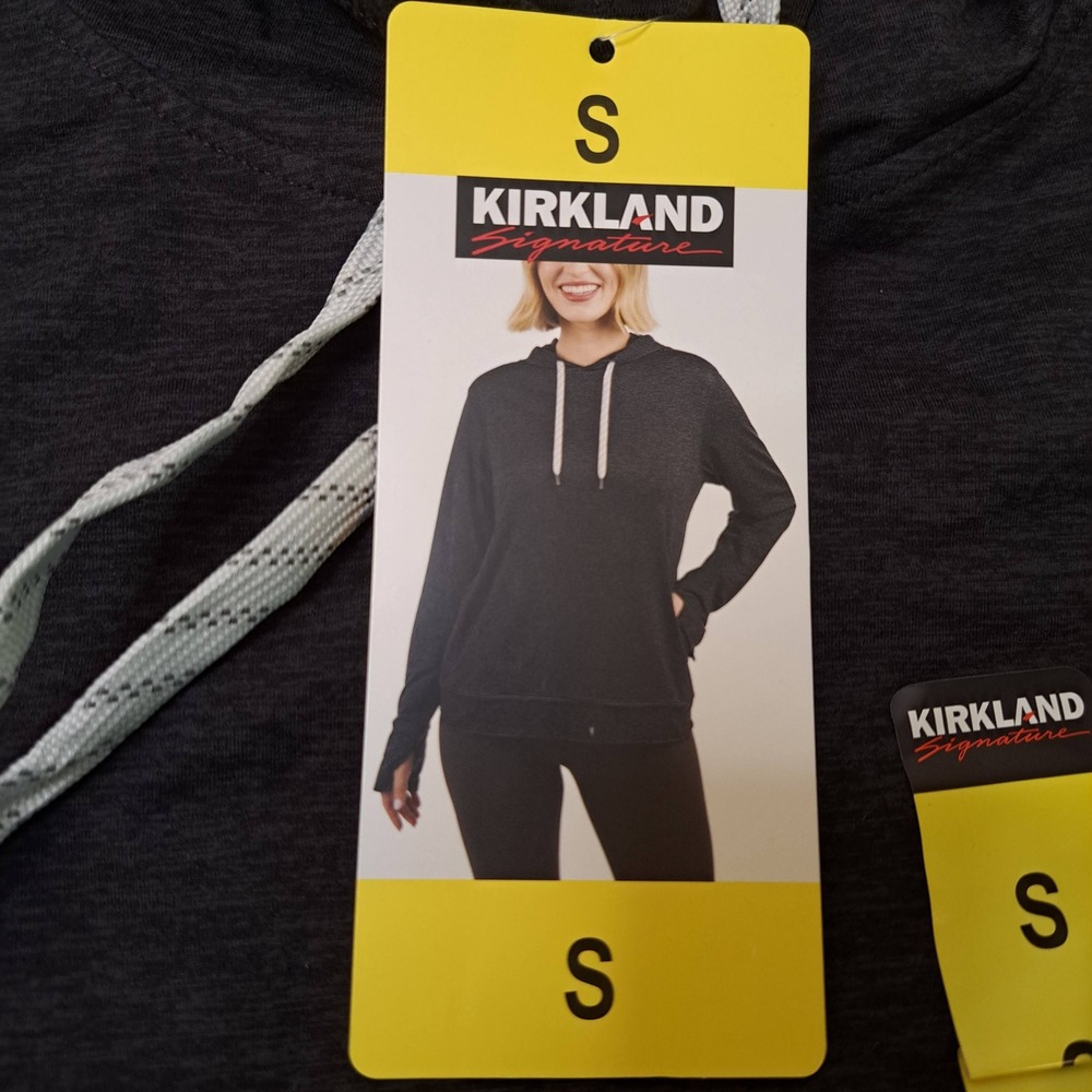 Kirkland Signature Pullover Hoodie Ladies Small Gray NWT Thumbholes 1455-210